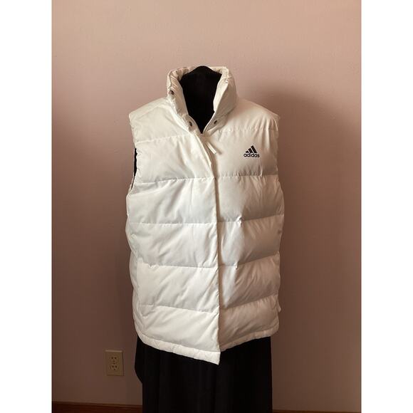 White Adidas Puffer Vest Zip Women XL - Picture 1 of 5